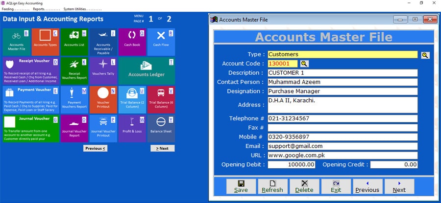 AQLign Easy Accounting - Easiest Accounting Software for Service Providers interface displaying automated double-entry ledger