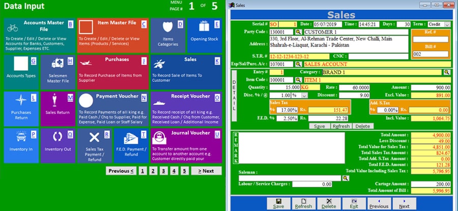 AQLign Pak GST Assistant - FED & Sales Tax Management Software for Traders & Importers Interface