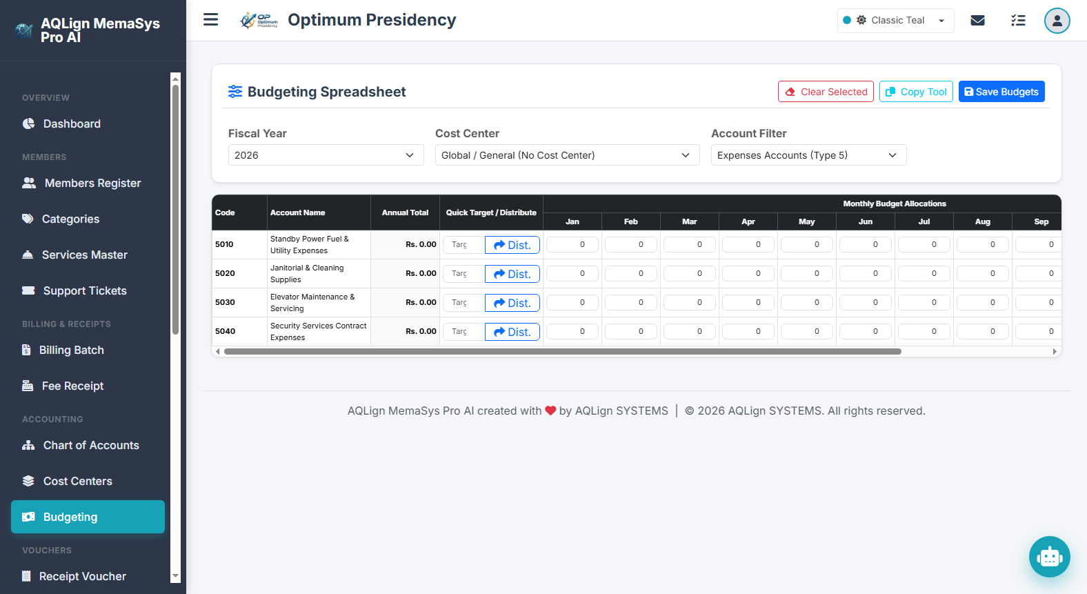 Month-Wise Budgeting & Variance Monitoring Screenshot