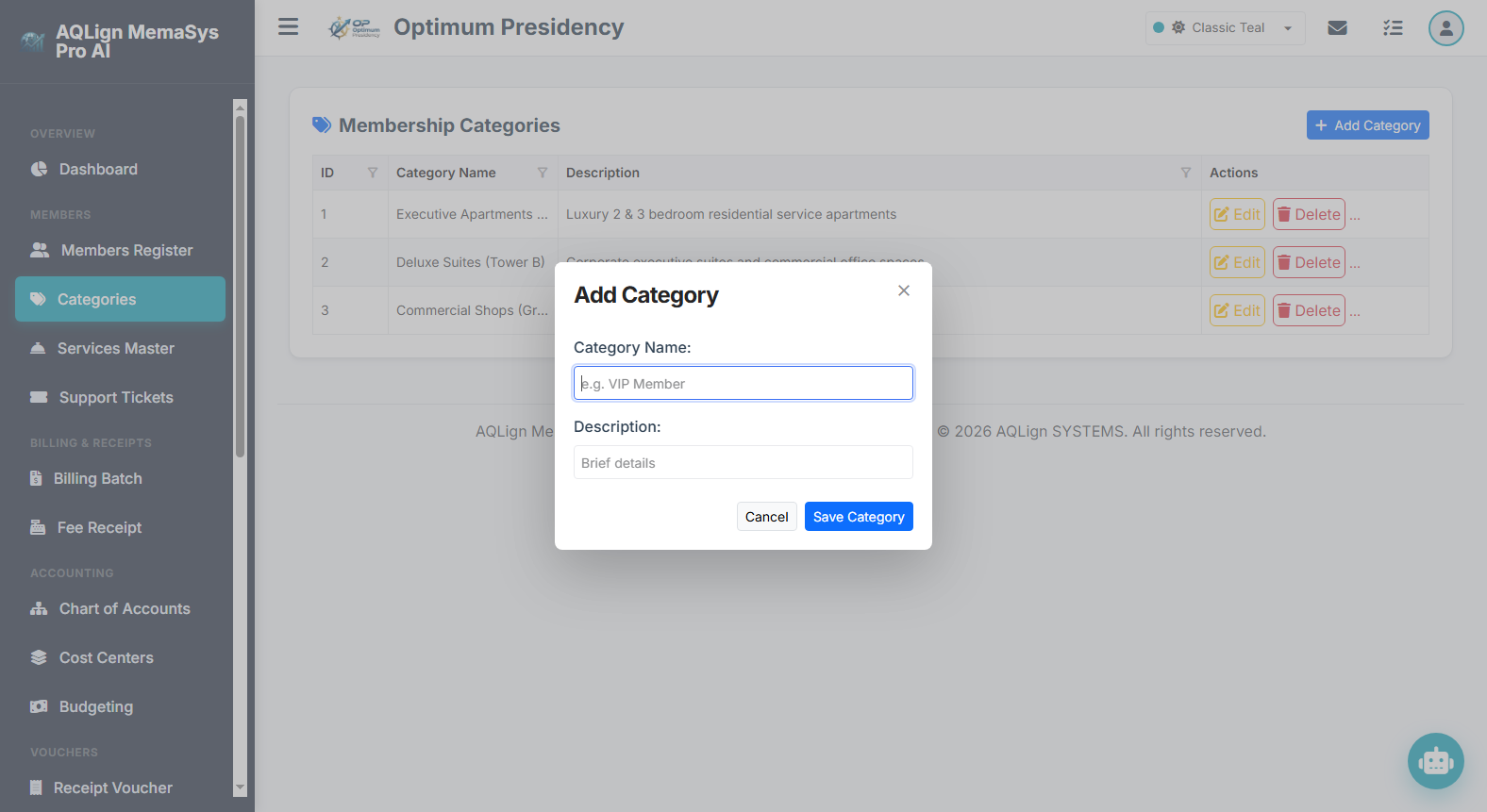 Category Add/Edit Form Modal