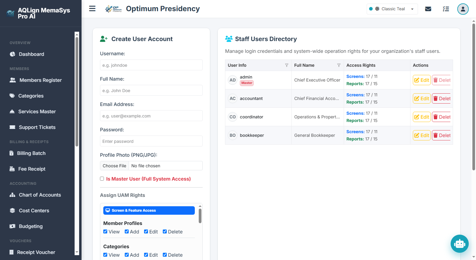 User Access Management & Granular RBAC Security Screenshot